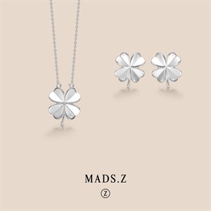 2 Mads Z - Clover halskæde m. zirkon i sølv